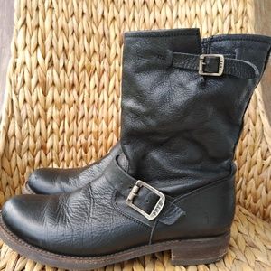 Black leather boots